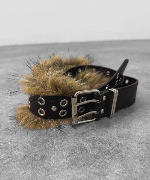 jiasecond.】ファー付きベルト / ベルト 服飾雑貨 フェイクファー 合皮