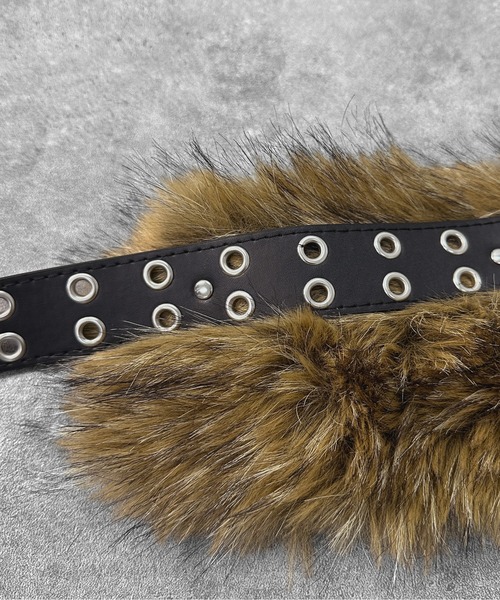 jiasecond.】ファー付きベルト / ベルト 服飾雑貨 フェイクファー 合皮