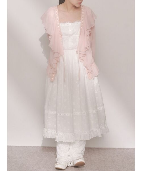 merry jenny（メリージェニー）の「flower laceフレアワンピース（ワンピース・レディース・オフホワイト/ピンク・FREE）」の2枚目の写真