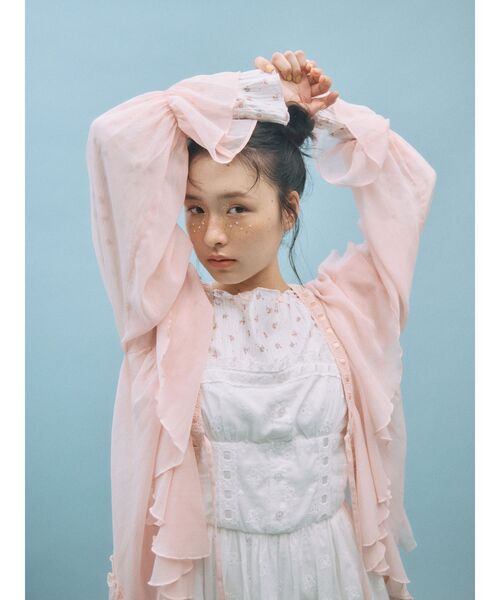 merry jenny（メリージェニー）の「flower laceフレアワンピース（ワンピース・レディース・オフホワイト/ピンク・FREE）」の4枚目の写真