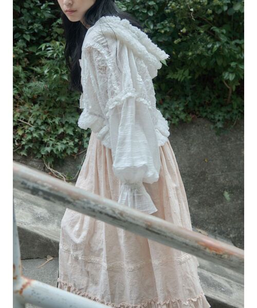 merry jenny（メリージェニー）の「flower laceフレアワンピース（ワンピース・レディース・オフホワイト/ピンク・FREE）」の7枚目の写真