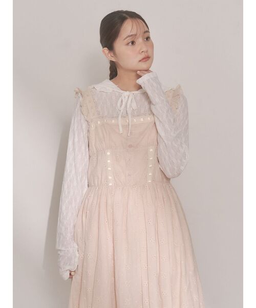 merry jenny（メリージェニー）の「flower laceフレアワンピース（ワンピース・レディース・オフホワイト/ピンク・FREE）」の14枚目の写真