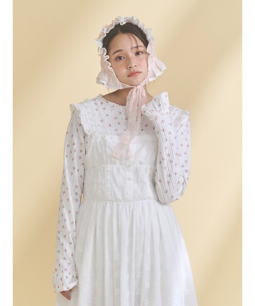 merry jenny（メリージェニー）の「flower laceフレアワンピース（ワンピース・レディース・オフホワイト/ピンク・FREE）」の5枚目の写真