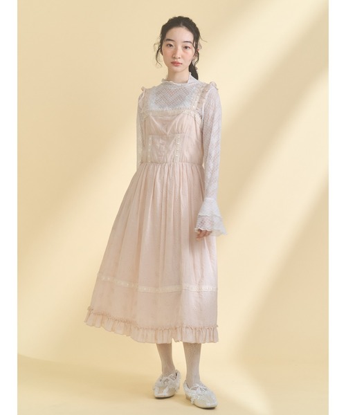 merry jenny（メリージェニー）の「flower laceフレアワンピース（ワンピース・レディース・オフホワイト/ピンク・FREE）」の6枚目の写真