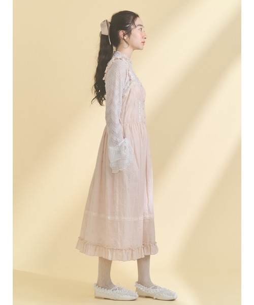 merry jenny（メリージェニー）の「flower laceフレアワンピース（ワンピース・レディース・オフホワイト/ピンク・FREE）」の7枚目の写真