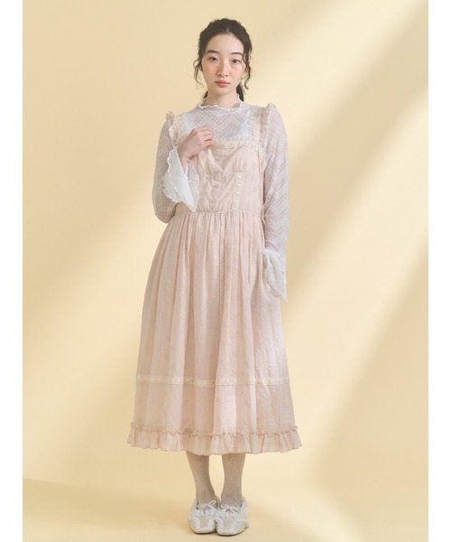 merry jenny（メリージェニー）の「flower laceフレアワンピース（ワンピース・レディース・オフホワイト/ピンク・FREE）」の8枚目の写真