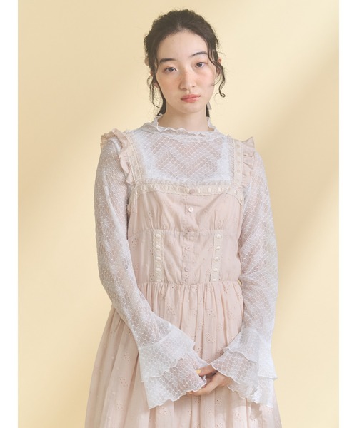 merry jenny（メリージェニー）の「flower laceフレアワンピース（ワンピース・レディース・オフホワイト/ピンク・FREE）」の9枚目の写真