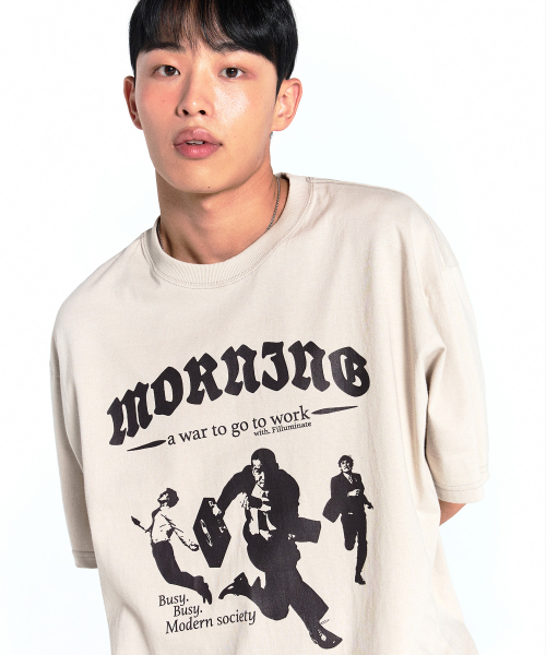 F.ILLUMINATE(フィルミネイト)の「モダンラウンドTシャツ-ベージュ(Tシャツ/カットソー・レディース・その他・MEDIUM)」の4枚目の写真