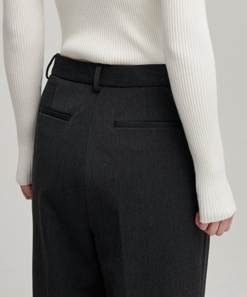 MUSINSA STANDARD WOMAN（ムシンサスタンダードウーマン）の「ウィメンズヘビーウェイト裏起毛ハイウエストワイドヒドゥンバンディングスラックス[チャコールグレー]（スラックス・レディース・その他・34/32/30/31/24/25/26/27/28/29）」の7枚目の写真