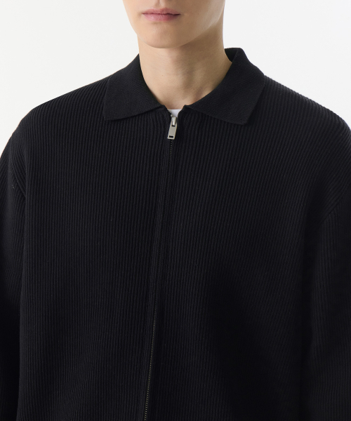 MUSINSA STANDARD（ムシンサスタンダード）の「コットンカラー ニットジップアップ [ブラック]（ニット/セーター・メンズ・その他・SMALL/MEDIUM/LARGE/X-LARGE/XX-LARGE）」の4枚目の写真