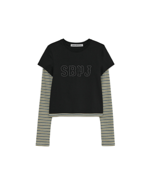 SUNBURNPROJECT(サンバーンプロジェクト)の「Logo Patch Layered Long Sleeve Top, BLACK(Tシャツ/カットソー・レディース・その他・FREE)」の2枚目の写真
