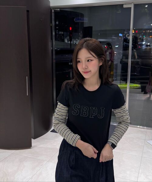 SUNBURNPROJECT(サンバーンプロジェクト)の「Logo Patch Layered Long Sleeve Top, BLACK(Tシャツ/カットソー・レディース・その他・FREE)」の4枚目の写真