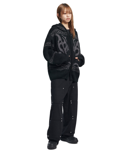 NOMANUAL（NOMANUAL）の「COWICHAN HOODED ZIP-UP - BLACK（ニット/セーター・レディース・その他・MEDIUM/LARGE/X-LARGE）」の5枚目の写真