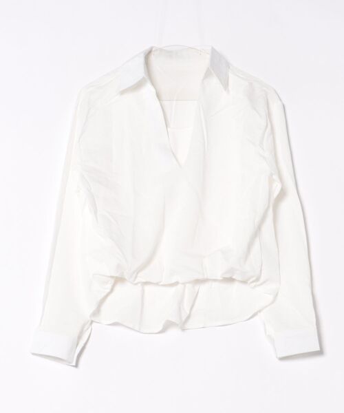 Lace Ladies（レースレディース）の「スキッパーネック ドット ボウタイ付き ドッキング トップス（シャツ/ブラウス・レディース・ホワイト/ネイビー・FREE）」の3枚目の写真