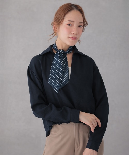 Lace Ladies（レースレディース）の「スキッパーネック ドット ボウタイ付き ドッキング トップス（シャツ/ブラウス・レディース・ホワイト/ネイビー・FREE）」の11枚目の写真