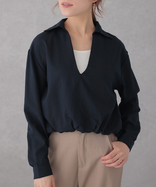 Lace Ladies（レースレディース）の「スキッパーネック ドット ボウタイ付き ドッキング トップス（シャツ/ブラウス・レディース・ホワイト/ネイビー・FREE）」の13枚目の写真