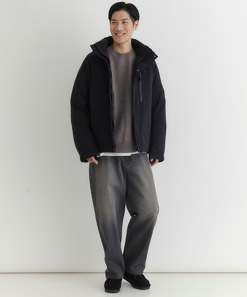 CAMP7(キャンプセブン)の「【CAMP7】ダウンミックス防風ジャケット (耐久撥水 / 防寒 / 軽量 / フード着脱 / レギュラーフィット / アウトドア / タウンユース)(ダウンジャケット/コート・メンズ・グレー/ブラック・L/XL/S/M)」の16枚目の写真