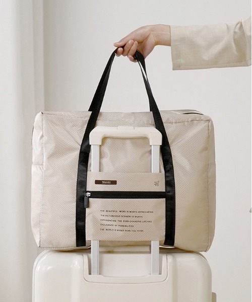 BACKYARD FAMILY(バックヤードファミリー)の「折りたたみボストンバッグ トラベルバッグ 大容量(ボストンバッグ・レディース・グレー/パープル/ベージュ/ブラック・FREE)」の10枚目の写真