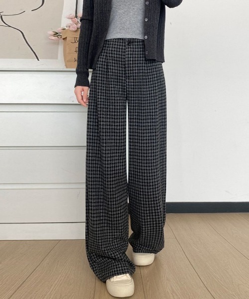 maison de LATIR(メゾンドラティール)の「楽ちんチェックフルレングス夏服ワイドイージーパンツ(その他パンツ・レディース・ブラック/ブラウン/グレー・FREE)」の15枚目の写真