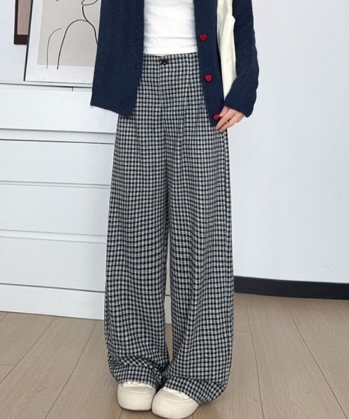 maison de LATIR(メゾンドラティール)の「楽ちんチェックフルレングス夏服ワイドイージーパンツ(その他パンツ・レディース・ブラック/ブラウン/グレー・FREE)」の11枚目の写真