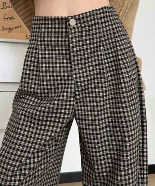 maison de LATIR(メゾンドラティール)の「楽ちんチェックフルレングス夏服ワイドイージーパンツ(その他パンツ・レディース・ブラック/ブラウン/グレー・FREE)」の5枚目の写真