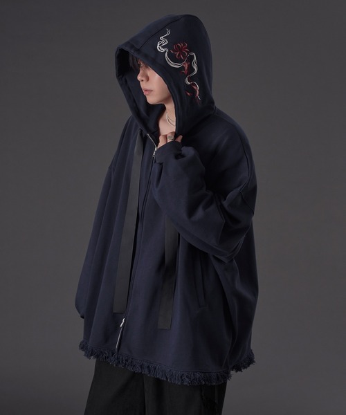 セール】彼岸花刺繍ビックフーディ（パーカー）｜狐独（コドク）の