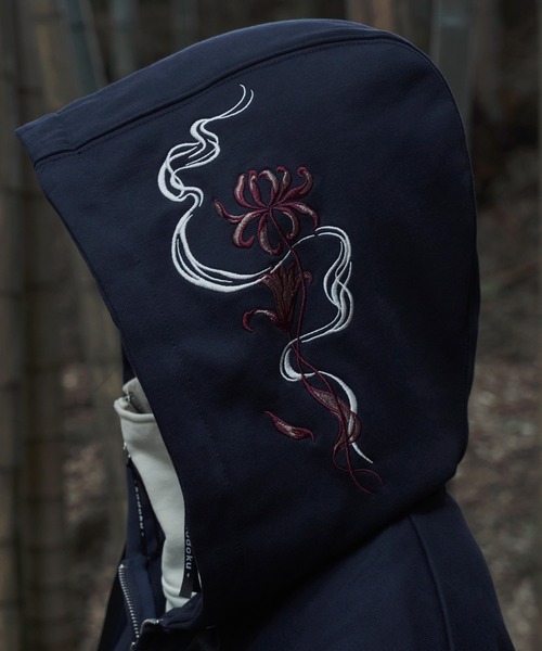 セール】彼岸花刺繍ビックフーディ（パーカー）｜狐独（コドク）の