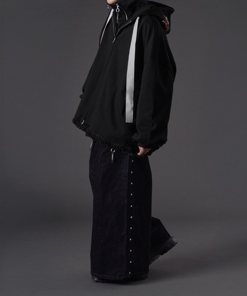 2026　WBC　77　峮峮　チュンチュン　応援　ブート付きパーカー　ブラック 狐独（コドク）の「彼岸花刺繍ビックフーディ（パーカー）」 - WEAR