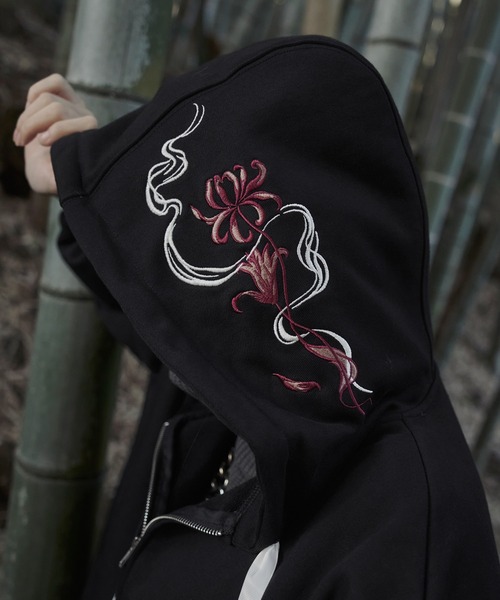 セール】彼岸花刺繍ビックフーディ（パーカー）｜狐独（コドク）の