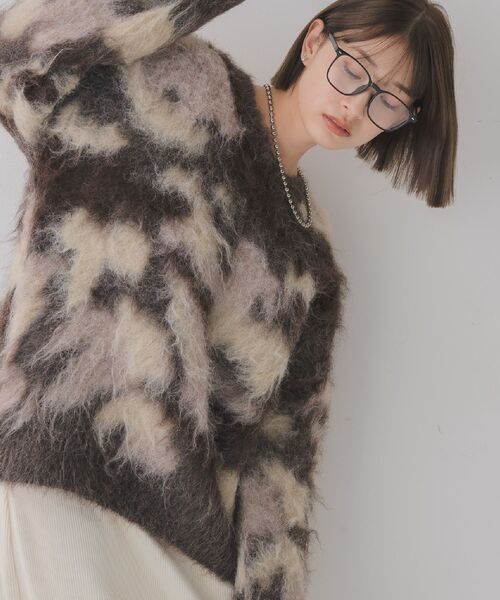 RETRO GIRL（レトロガール）の「ニュアンス柄起毛NT（ニット/セーター・レディース・ブルー/イエロー/ブラウン・FREE）」の2枚目の写真