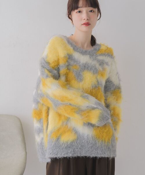 RETRO GIRL（レトロガール）の「ニュアンス柄起毛NT（ニット/セーター・レディース・ブルー/イエロー/ブラウン・FREE）」の3枚目の写真