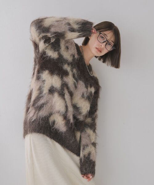 RETRO GIRL（レトロガール）の「ニュアンス柄起毛NT（ニット/セーター・レディース・ブルー/イエロー/ブラウン・FREE）」の4枚目の写真