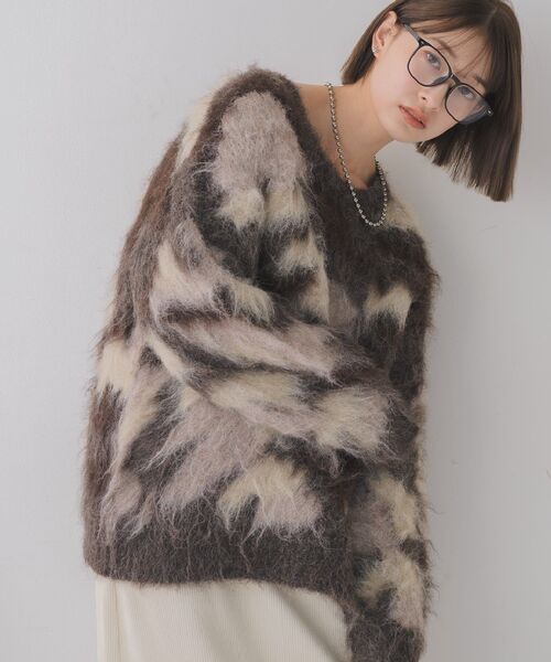 RETRO GIRL（レトロガール）の「ニュアンス柄起毛NT（ニット/セーター・レディース・ブルー/イエロー/ブラウン・FREE）」の5枚目の写真