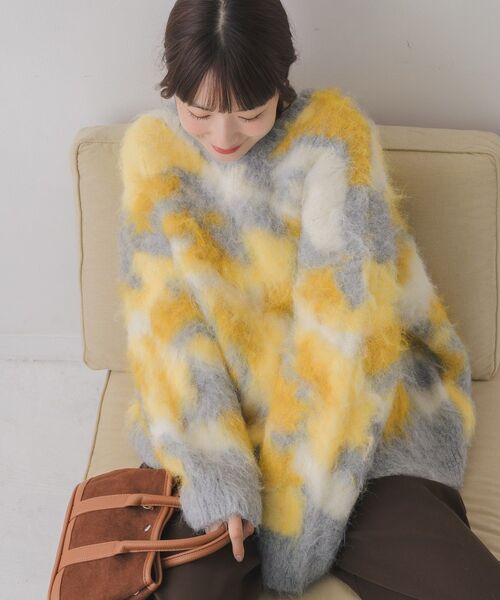 RETRO GIRL（レトロガール）の「ニュアンス柄起毛NT（ニット/セーター・レディース・ブルー/イエロー/ブラウン・FREE）」の14枚目の写真