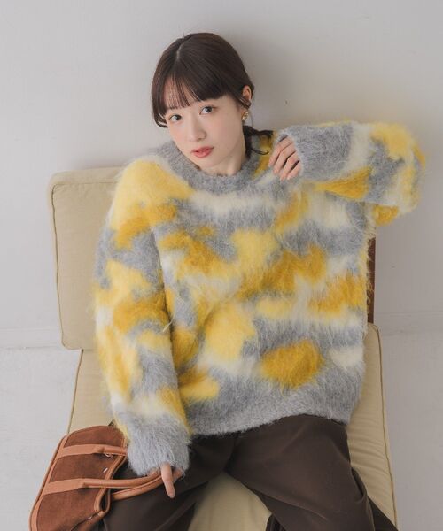 RETRO GIRL（レトロガール）の「ニュアンス柄起毛NT（ニット/セーター・レディース・ブルー/イエロー/ブラウン・FREE）」の16枚目の写真