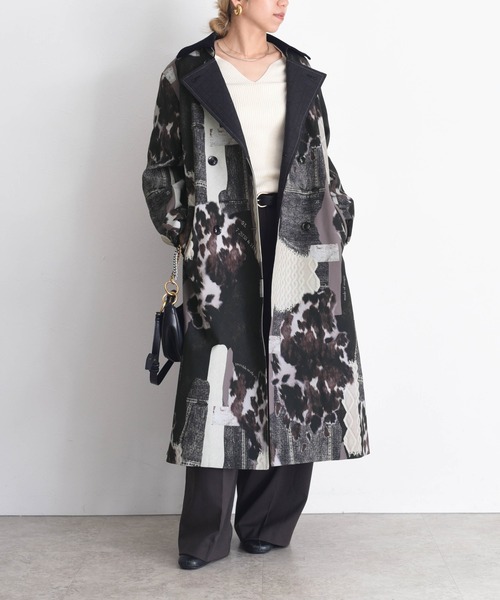 Eimee Law（エイミーロウ）の「カウ柄デニムコラージュptトレンチコート（トレンチコート・レディース・カーキ/グレー・FREE）」の12枚目の写真