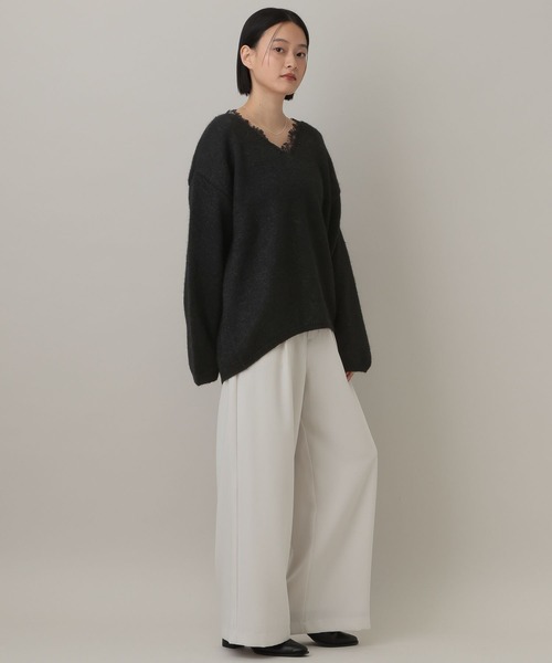 A part by（アパートバイ）の「モヘヤレースVネックニットプルオーバー（ニット/セーター・レディース・ライトグレー/ブラック/グレー系その他3・FREE）」の5枚目の写真