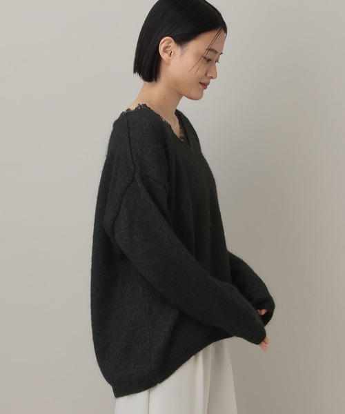 A part by（アパートバイ）の「モヘヤレースVネックニットプルオーバー（ニット/セーター・レディース・ライトグレー/ブラック/グレー系その他3・FREE）」の10枚目の写真