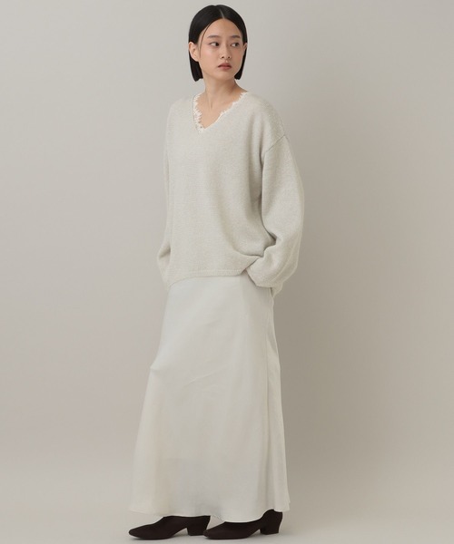 A part by（アパートバイ）の「モヘヤレースVネックニットプルオーバー（ニット/セーター・レディース・ライトグレー/ブラック/グレー系その他3・FREE）」の14枚目の写真