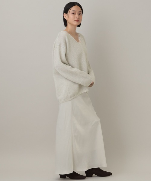 A part by（アパートバイ）の「モヘヤレースVネックニットプルオーバー（ニット/セーター・レディース・ライトグレー/ブラック/グレー系その他3・FREE）」の15枚目の写真