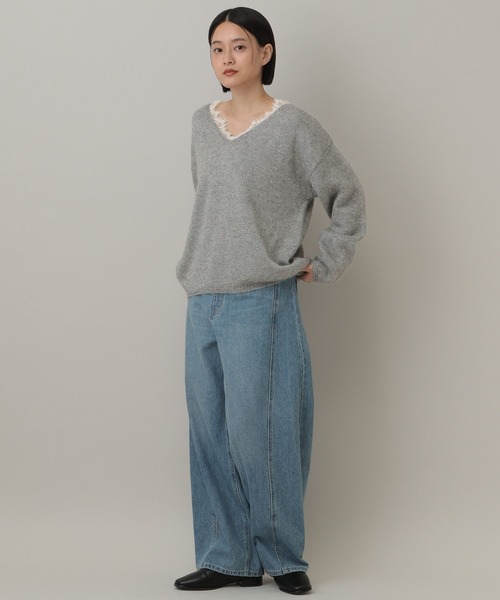 A part by（アパートバイ）の「モヘヤレースVネックニットプルオーバー（ニット/セーター・レディース・ライトグレー/ブラック/グレー系その他3・FREE）」の21枚目の写真