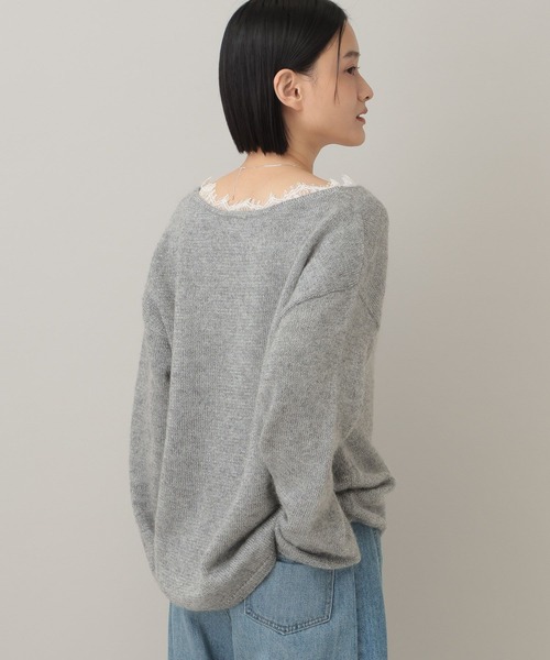 セール】モヘヤレースVネックニットプルオーバー（ニット/セーター