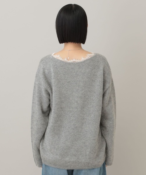 セール】モヘヤレースVネックニットプルオーバー（ニット/セーター