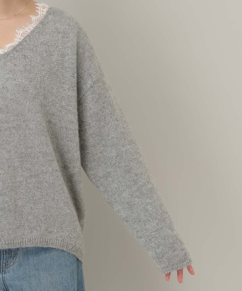 セール】モヘヤレースVネックニットプルオーバー（ニット/セーター