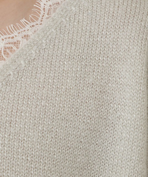 A part by（アパートバイ）の「モヘヤレースVネックニットプルオーバー（ニット/セーター・レディース・ライトグレー/ブラック/グレー系その他3・FREE）」の19枚目の写真