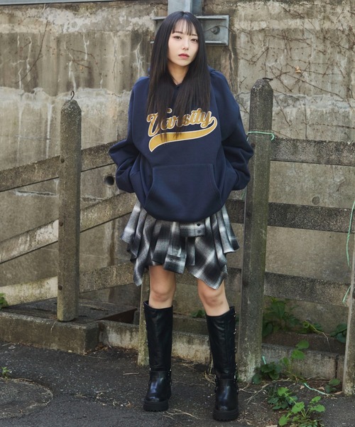 WEGO(ウィゴー)の「WEGO/裏起毛グラフィックビッグプルパーカー(パーカー・レディース・杢グレー/ネイビー/ダークグレー/ワイン・FREE)」の12枚目の写真