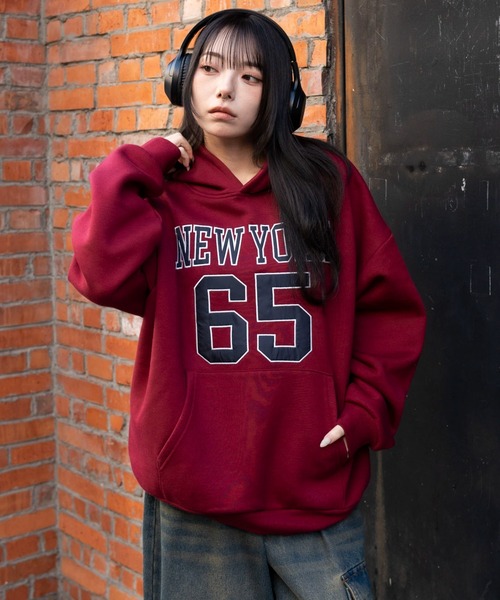 WEGO(ウィゴー)の「WEGO/裏起毛グラフィックビッグプルパーカー(パーカー・レディース・杢グレー/ネイビー/ダークグレー/ワイン・FREE)」の8枚目の写真