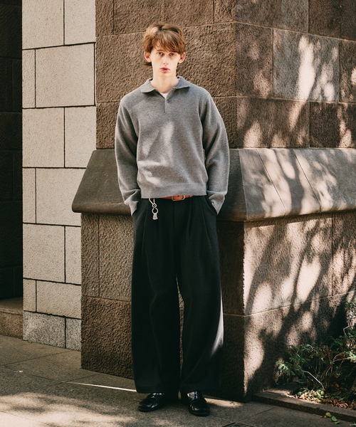 Regen Glanz（レーゲングランツ）の「sweat like simple polo knit / スウェットライクシンプルポロニット（ニット/セーター・メンズ・ブラウン系その他/グレー/ワインレッド・MEDIUM/SMALL/LARGE）」の7枚目の写真