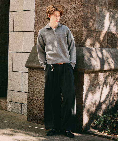 Regen Glanz（レーゲングランツ）の「sweat like simple polo knit / スウェットライクシンプルポロニット（ニット/セーター・メンズ・ブラウン系その他/グレー/ワインレッド・MEDIUM/SMALL/LARGE）」の8枚目の写真