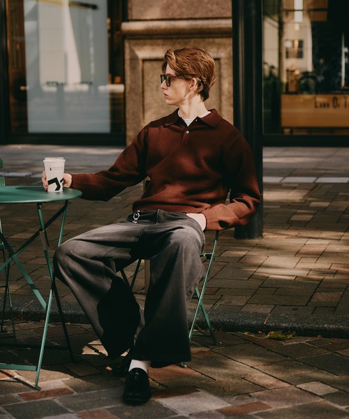 Regen Glanz（レーゲングランツ）の「sweat like simple polo knit / スウェットライクシンプルポロニット（ニット/セーター・メンズ・ブラウン系その他/グレー/ワインレッド・MEDIUM/SMALL/LARGE）」の16枚目の写真